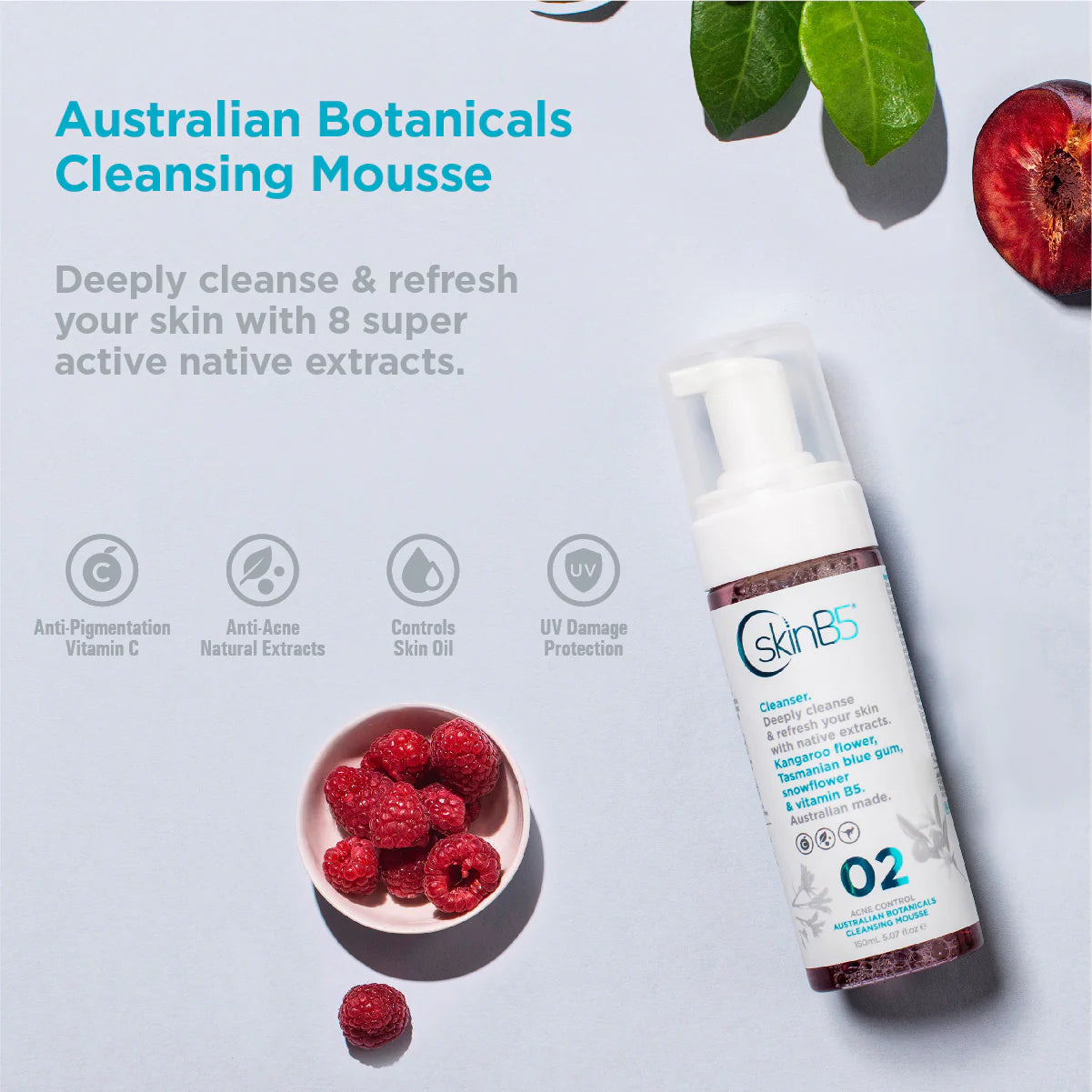 SkinB5 Australian Botanicals Cleansing Mousse  info