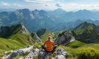 Healthy lady meditating 