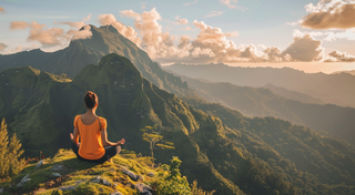 Happy lady on a mountain