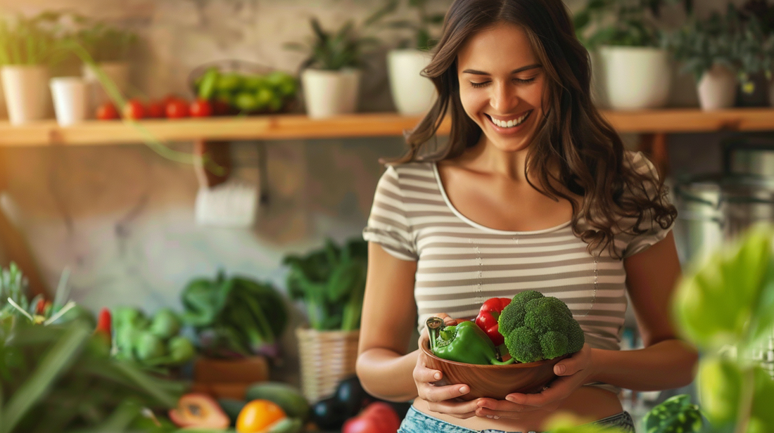 Healthy lady with healthy food